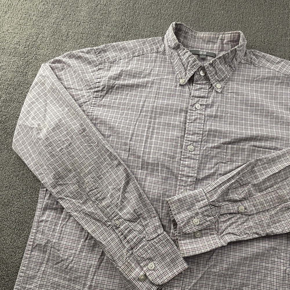 Uniqlo Shirt Large Check Button Up Long Sleeve Casual Preppy Men's - Picture 2 of 14